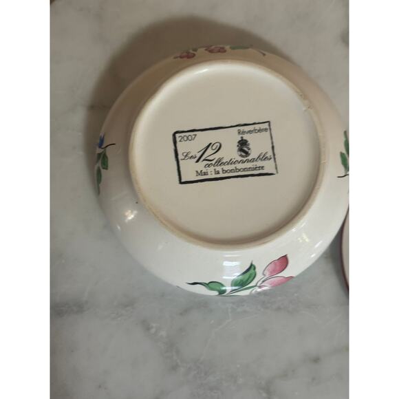 Vintage French Ceramic Floral Pattern Jewelry Box - Picture 6 of 8